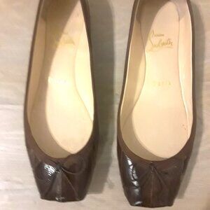 Christian Louboutin brown exotic skin Rosella ballet flats